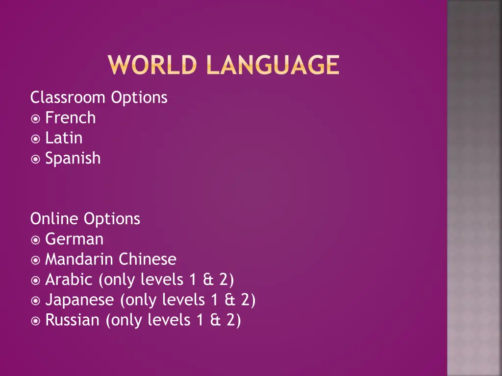world language classroom options french latin