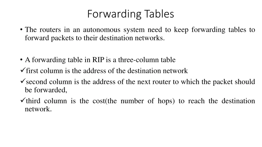 forwarding tables