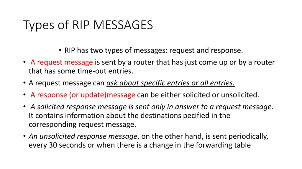 types of rip messages