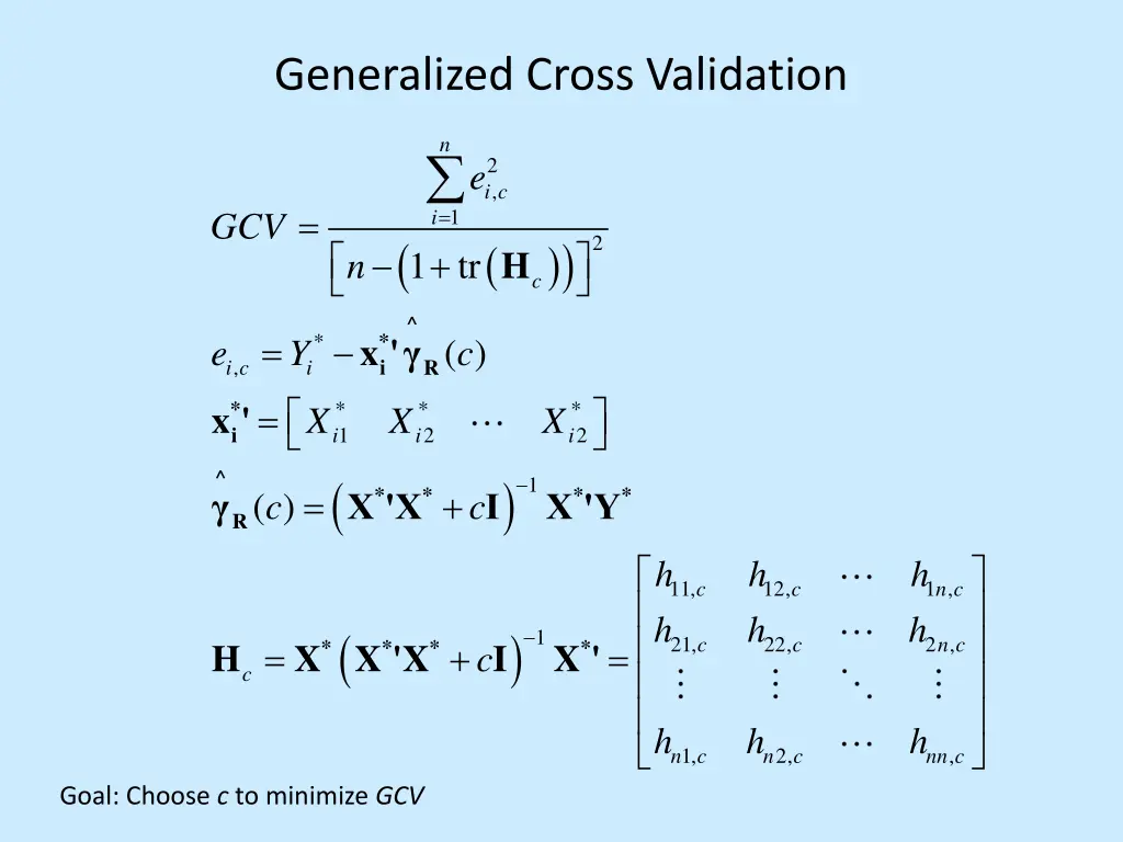 generalized cross validation