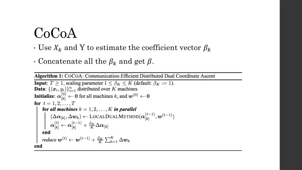 cocoa use and y to estimate the coefficient vector
