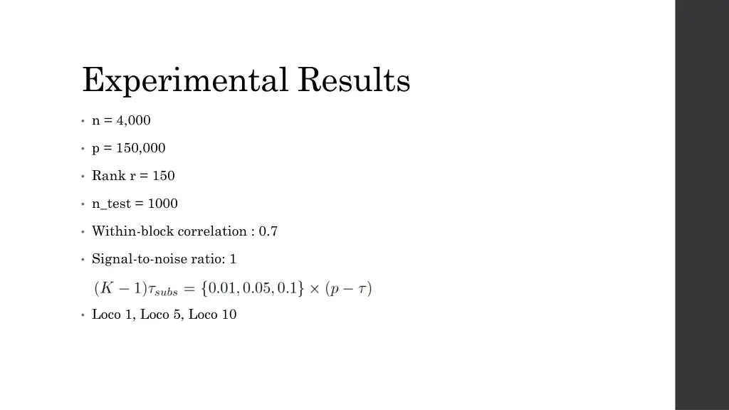 experimental results