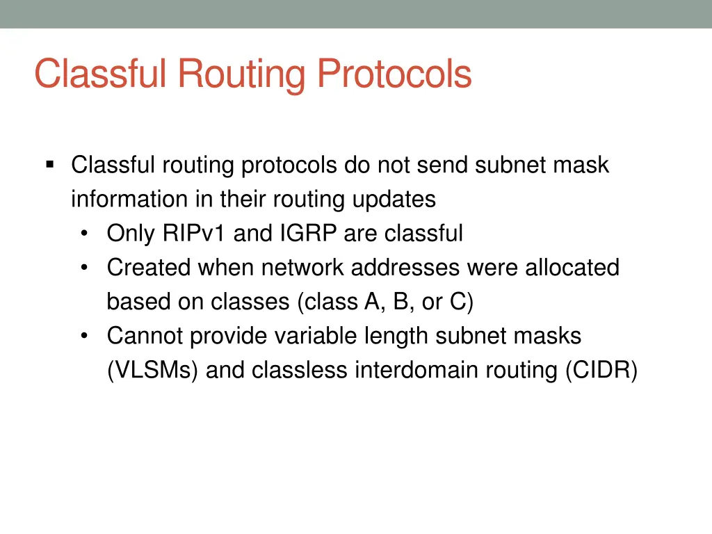 classful routing protocols