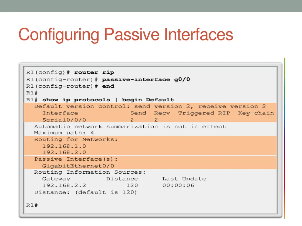 configuring passive interfaces 2