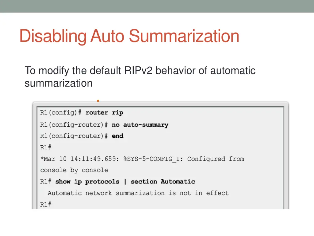 disabling auto summarization