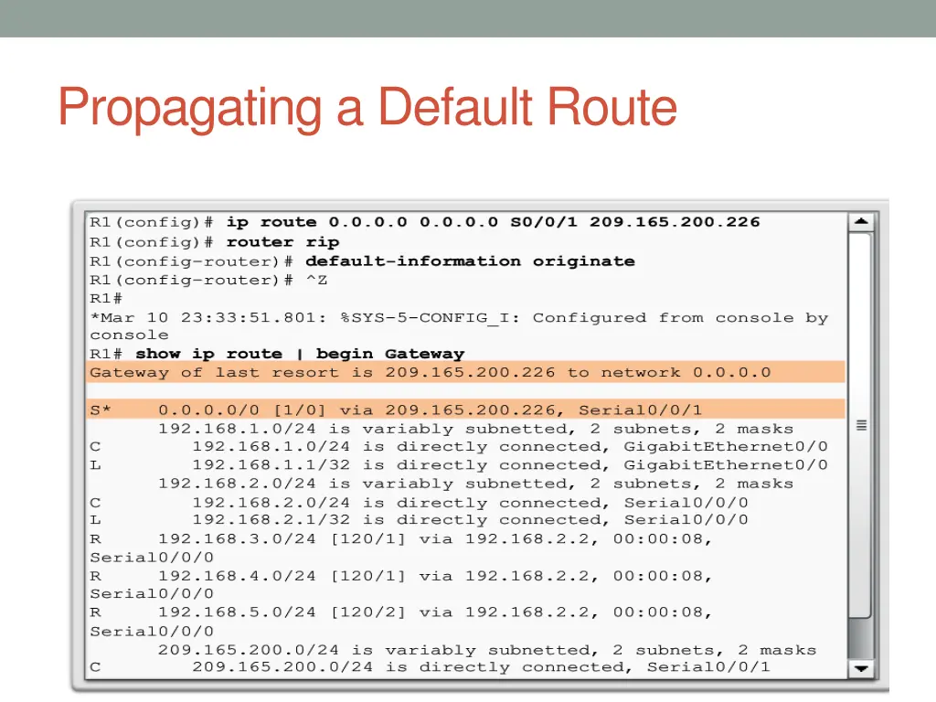 propagating a default route 1