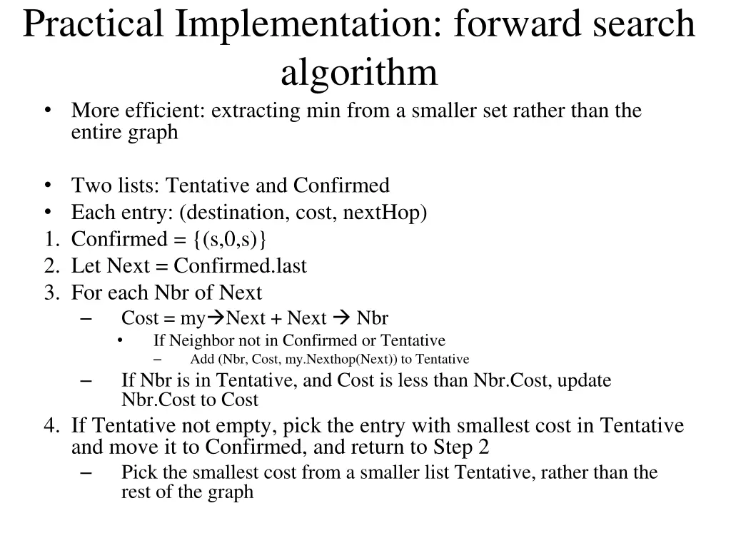 practical implementation forward search algorithm