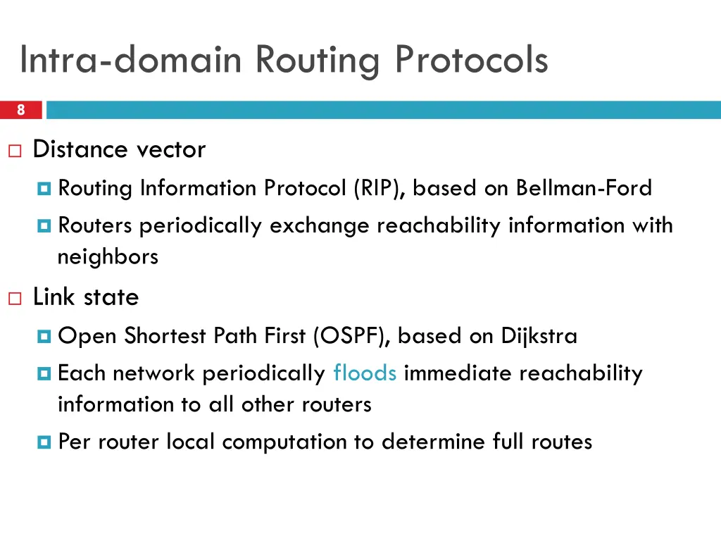 intra domain routing protocols