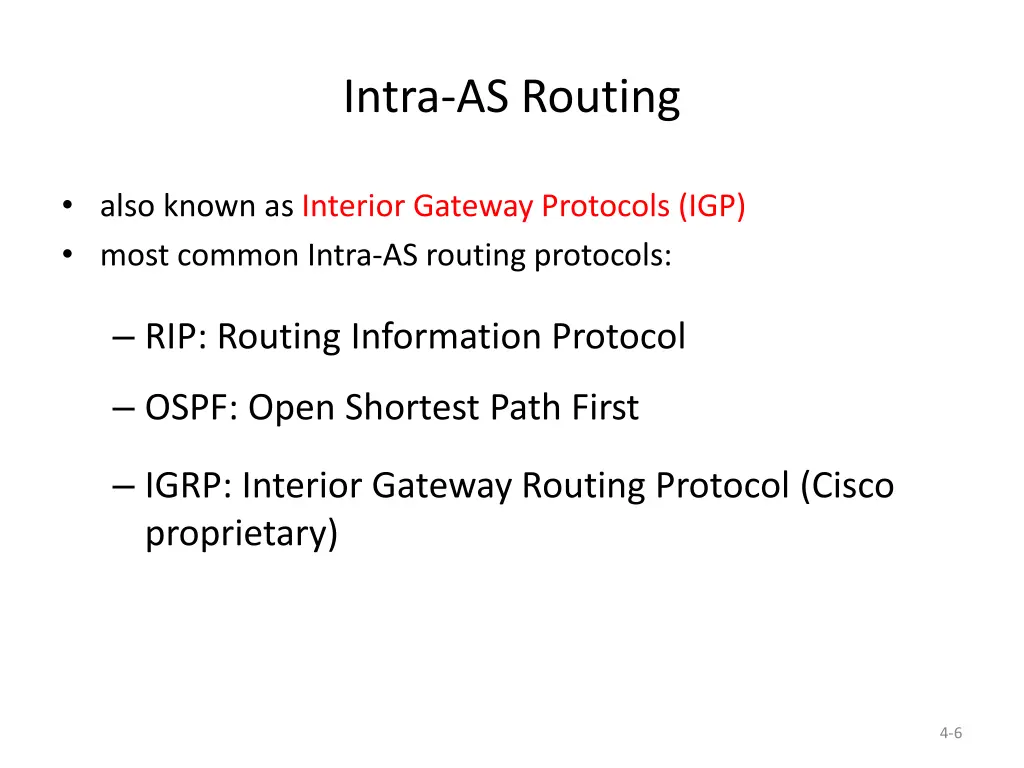 intra as routing