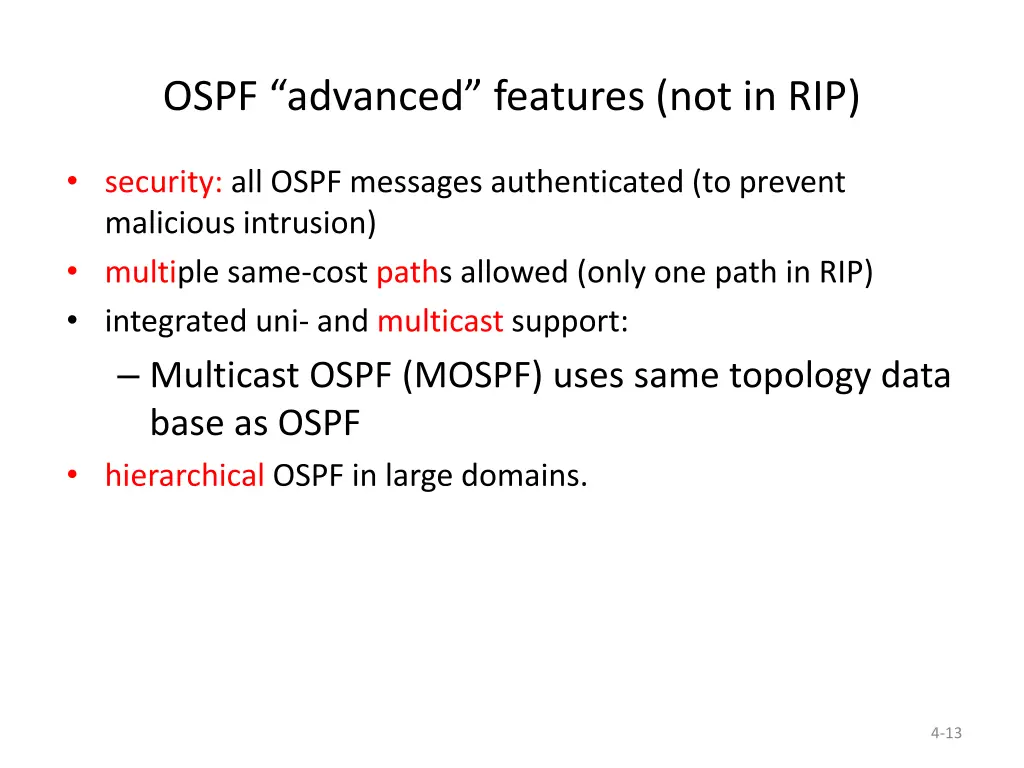 ospf advanced features not in rip