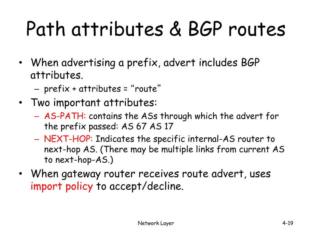 path attributes bgp routes