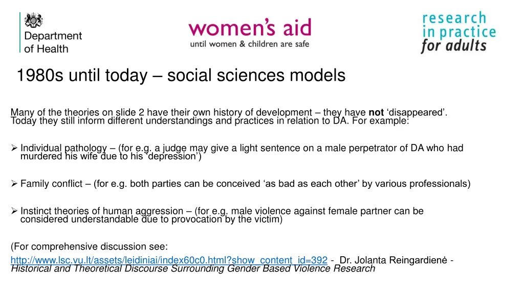 1980s until today social sciences models