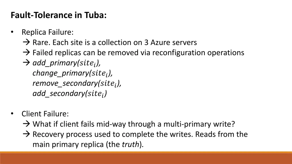 fault tolerance in tuba