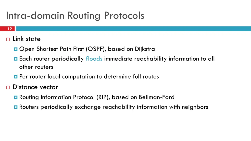 intra domain routing protocols