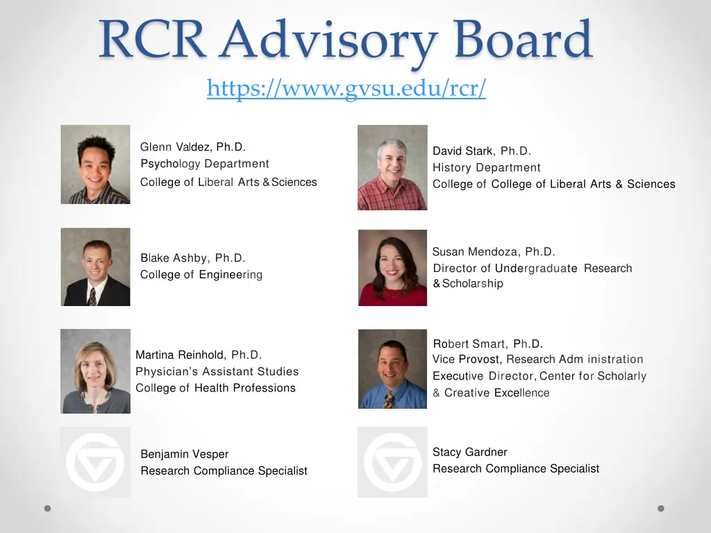 rcr advisory board https www gvsu edu rcr