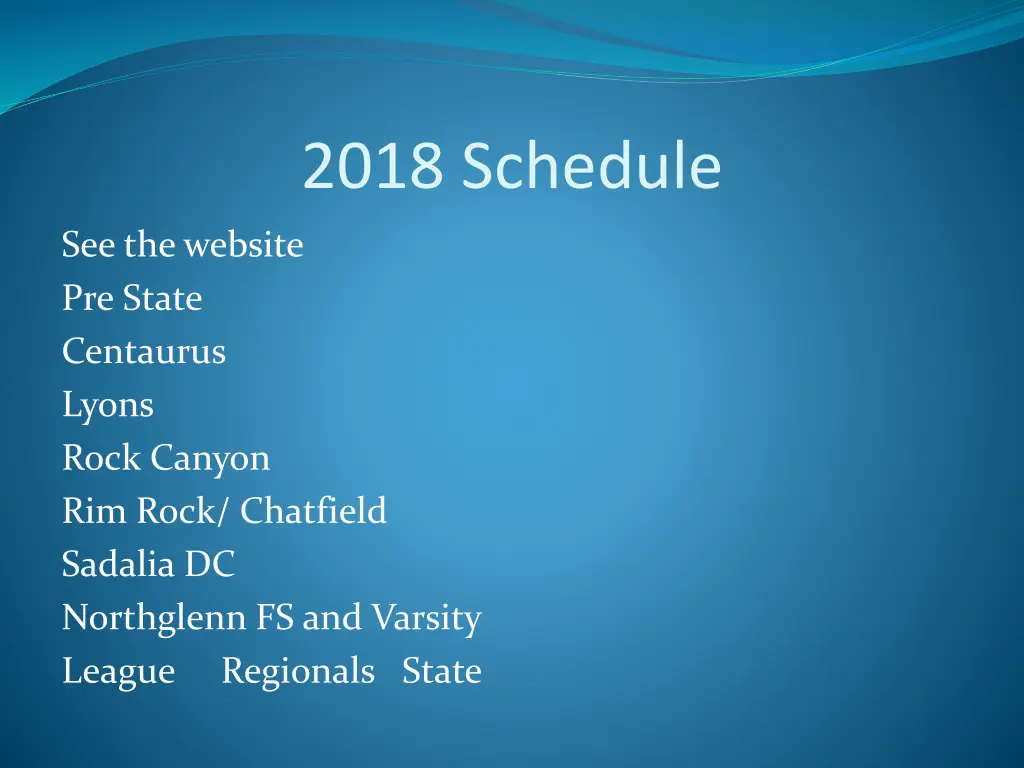 2018 schedule