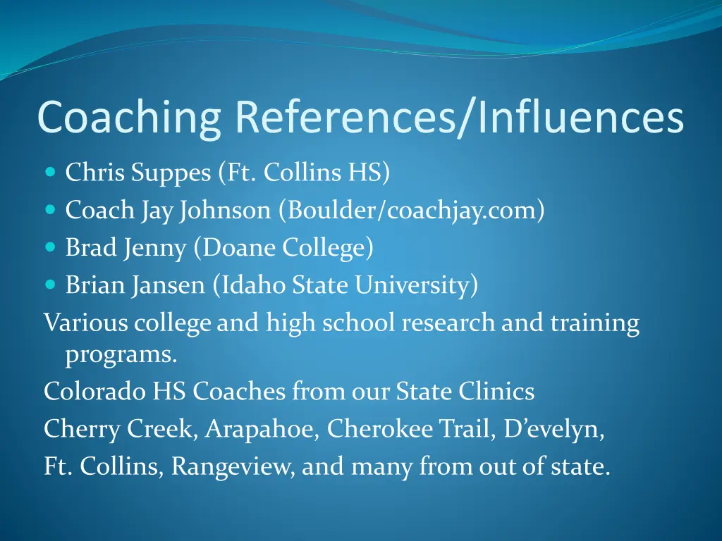coaching references influences