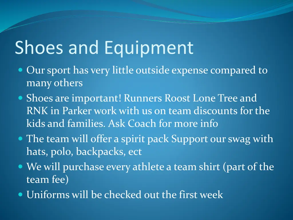 shoes and equipment
