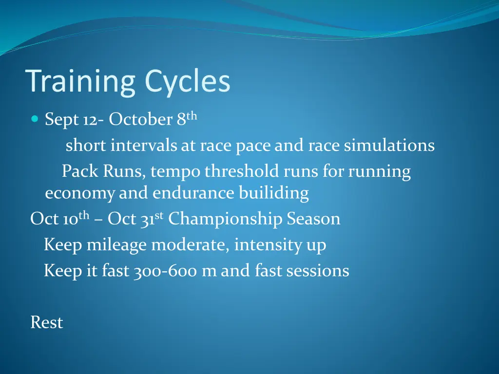 training cycles 1
