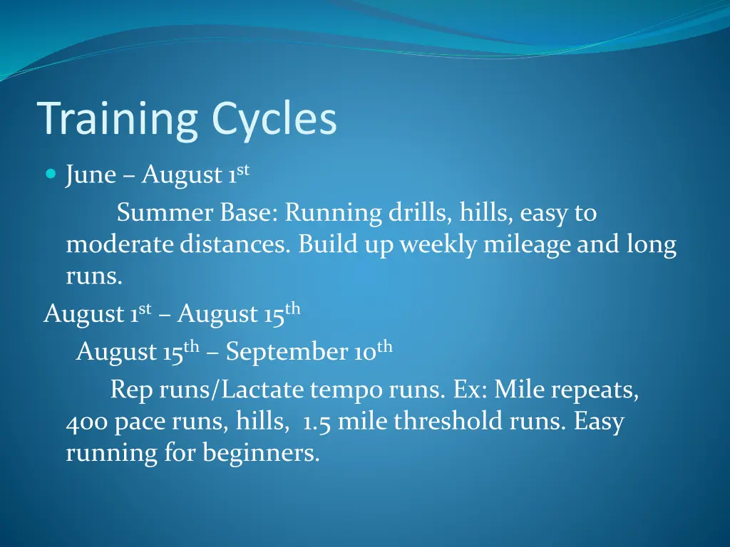 training cycles