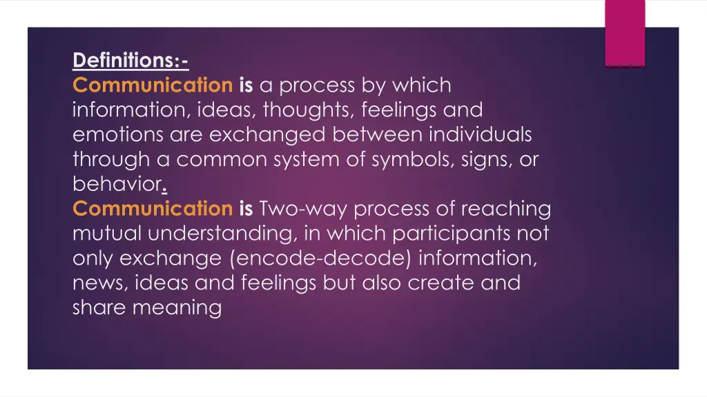 definitions communication is a process by which