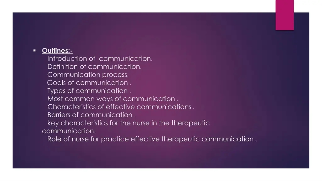 outlines introduction of communication definition