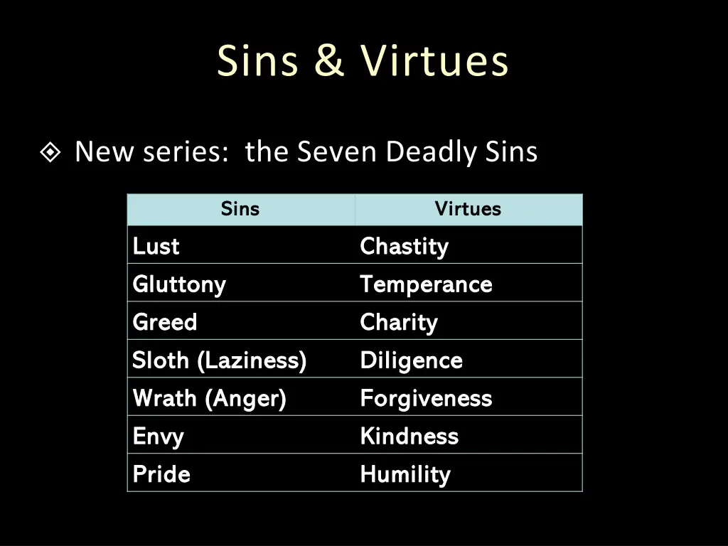 sins virtues