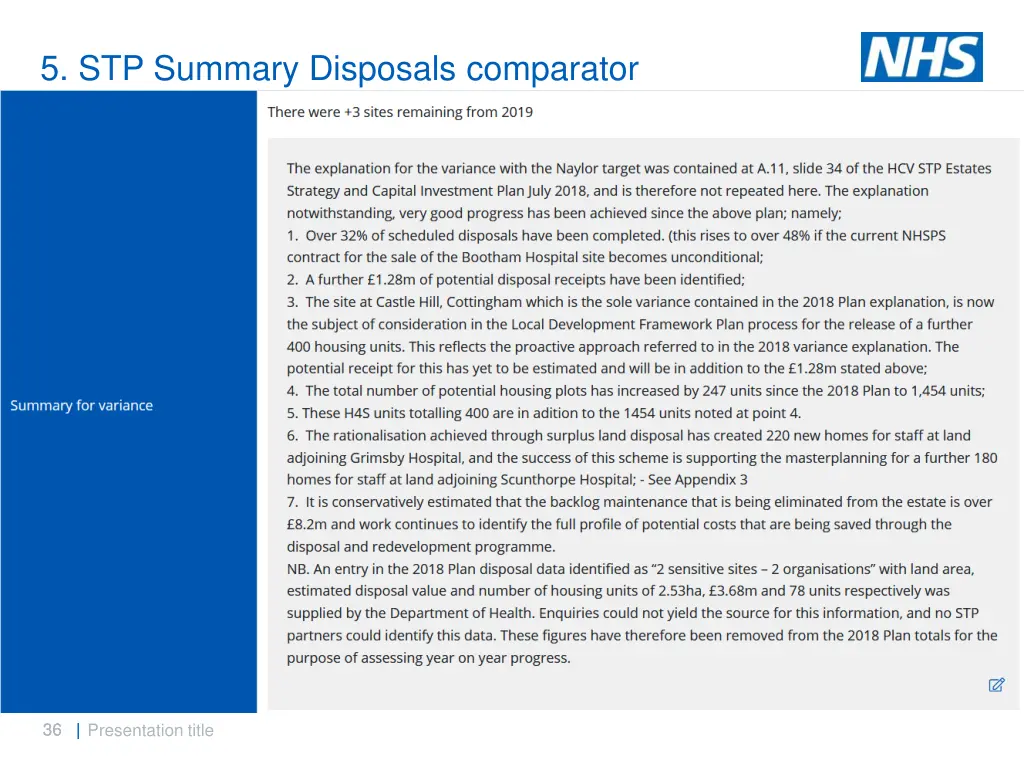 5 stp summary disposals comparator 1