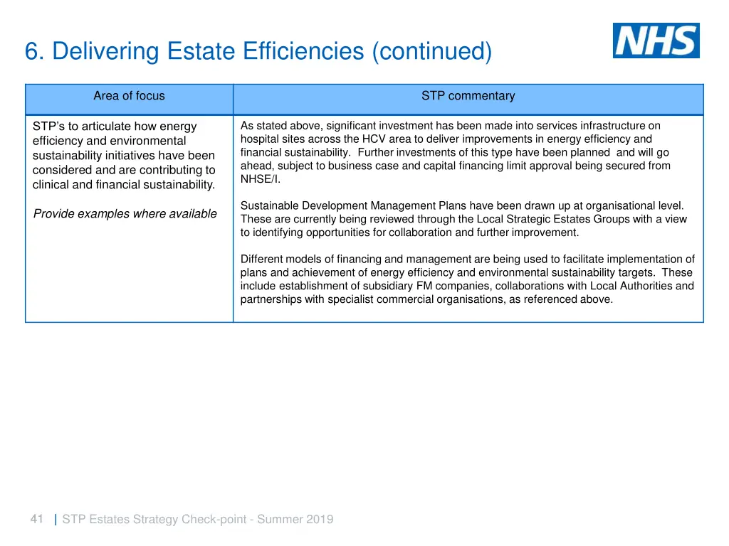 6 delivering estate efficiencies continued 1