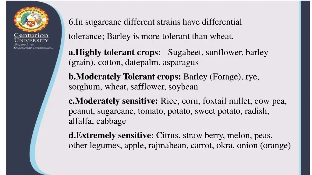 6 in sugarcane different strains have