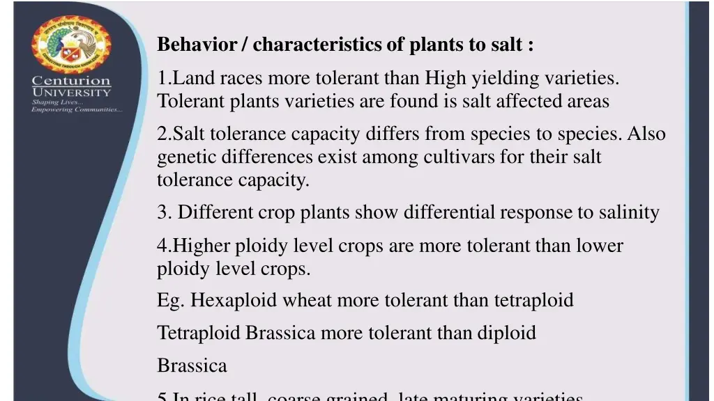 behavior characteristics of plants to salt 1 land