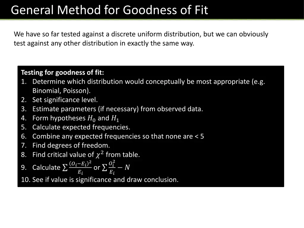 general method for goodness of fit