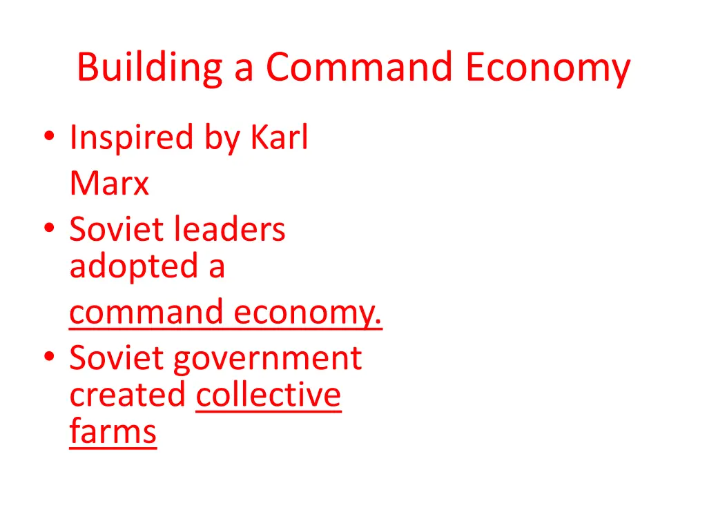 building a command economy