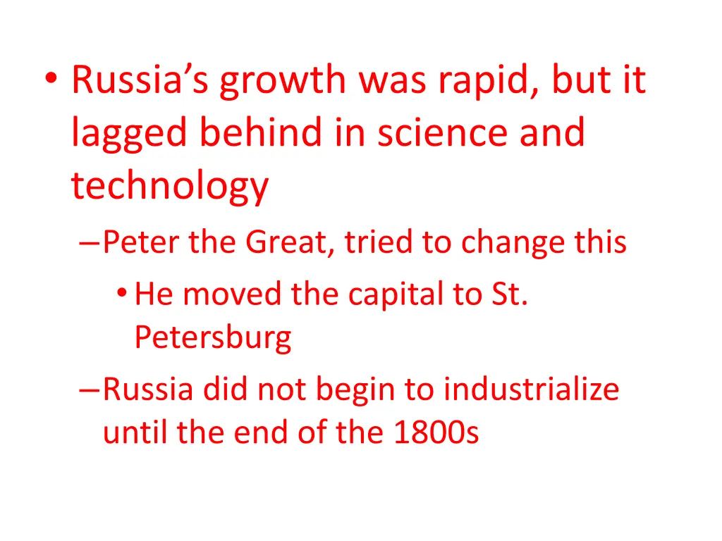 russia s growth was rapid but it lagged behind