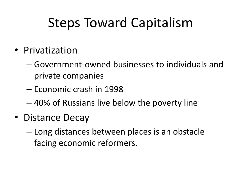 steps toward capitalism