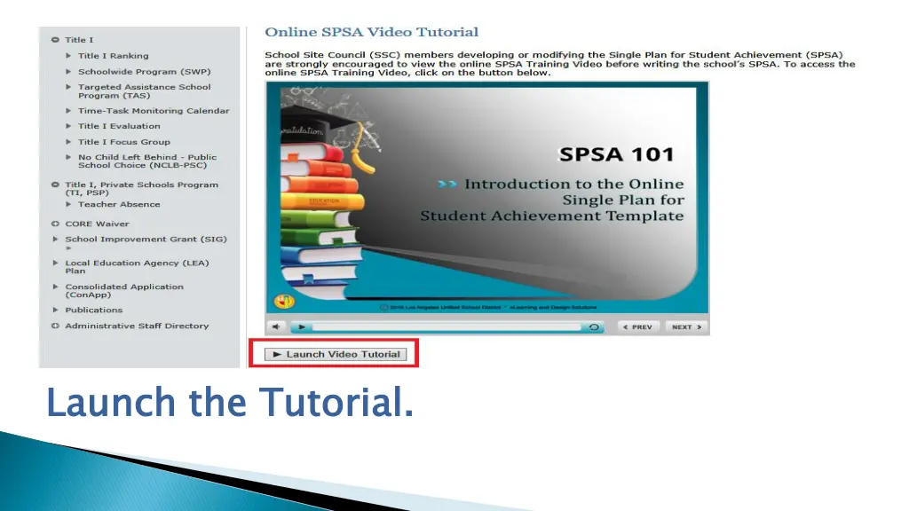 launch the tutorial