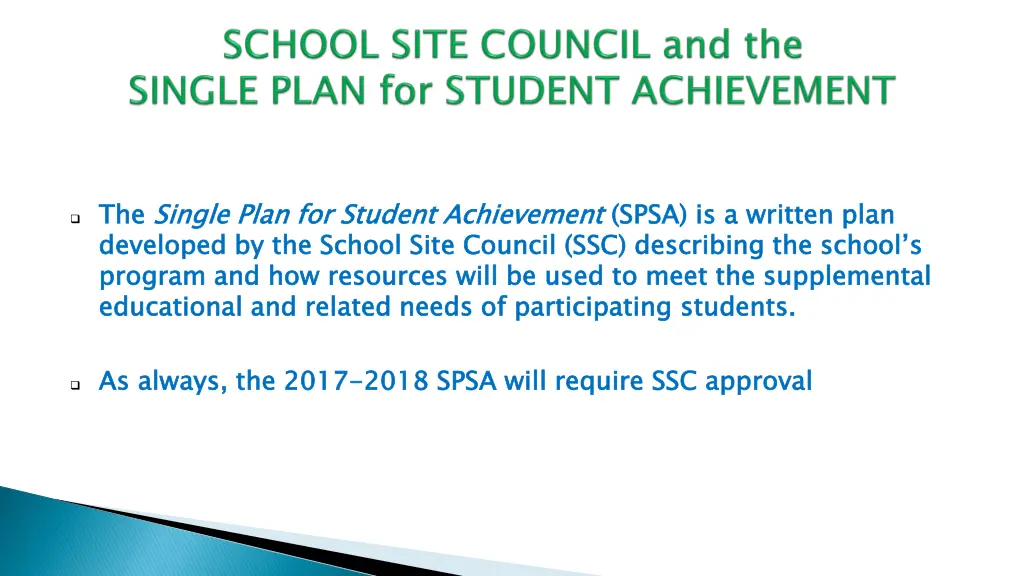 the developed by the school site council