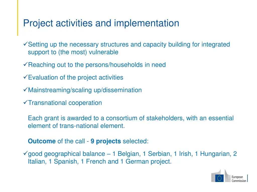 project activities and implementation