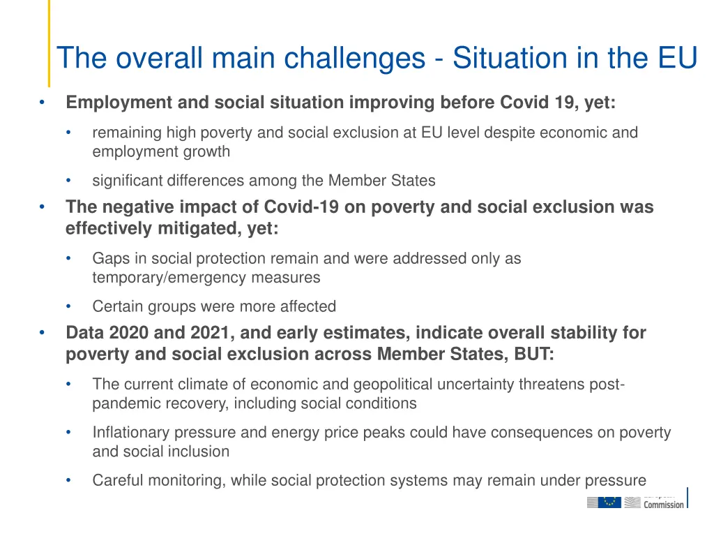 the overall main challenges situation in the eu
