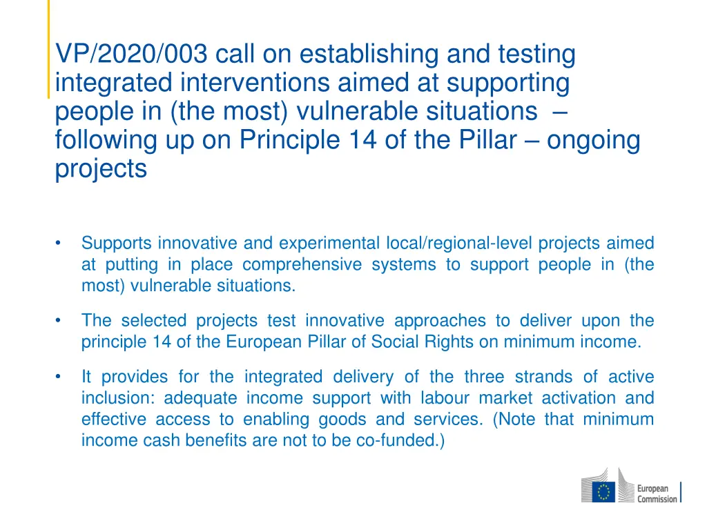 vp 2020 003 call on establishing and testing
