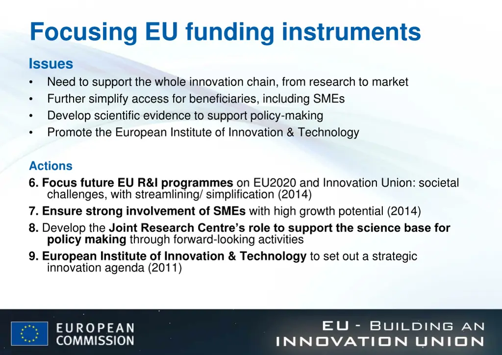 focusing eu funding instruments