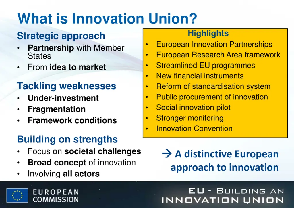 what is innovation union strategic approach