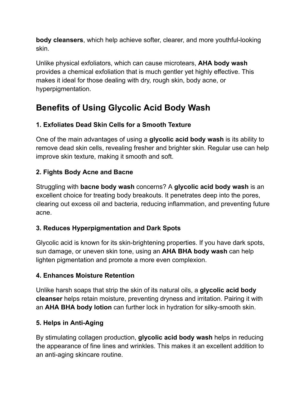 body cleansers which help achieve softer clearer