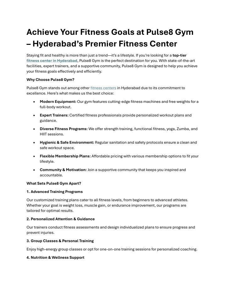 achieve your fitness goals at pulse8