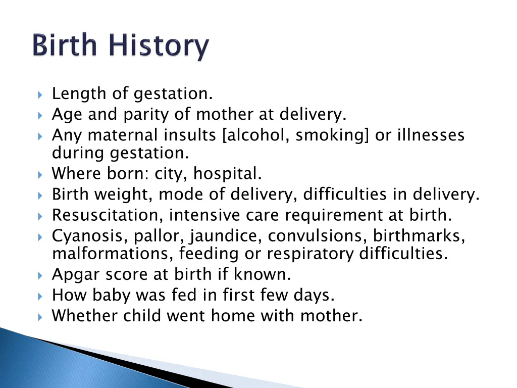 length of gestation age and parity of mother