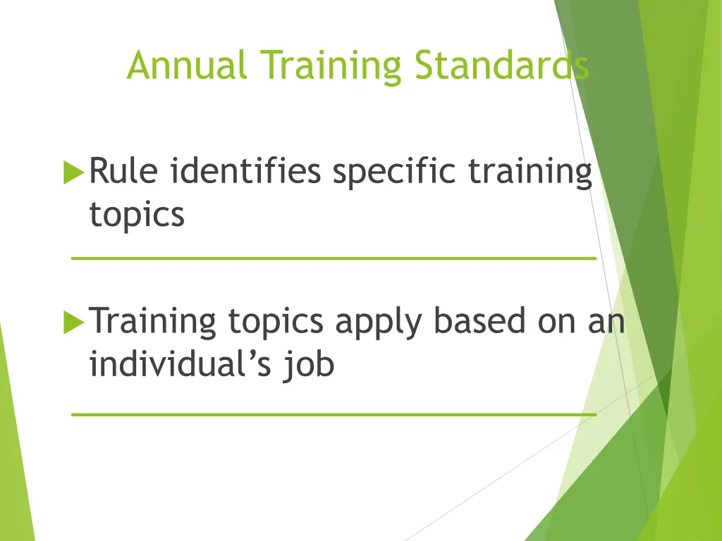 annual training standards