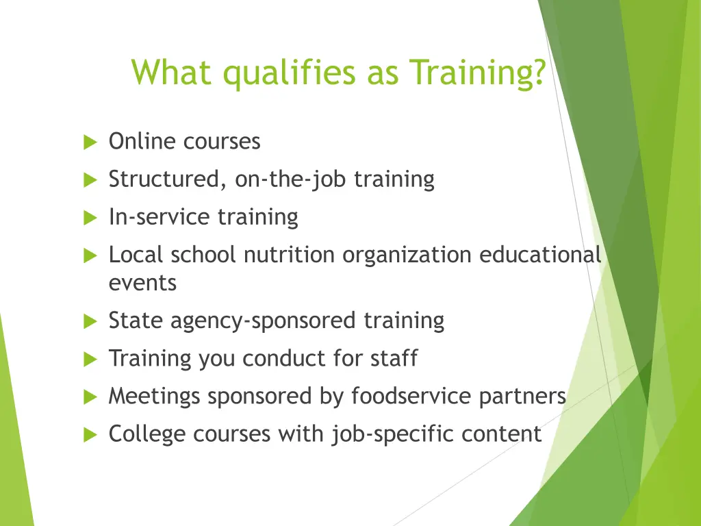 what qualifies as training