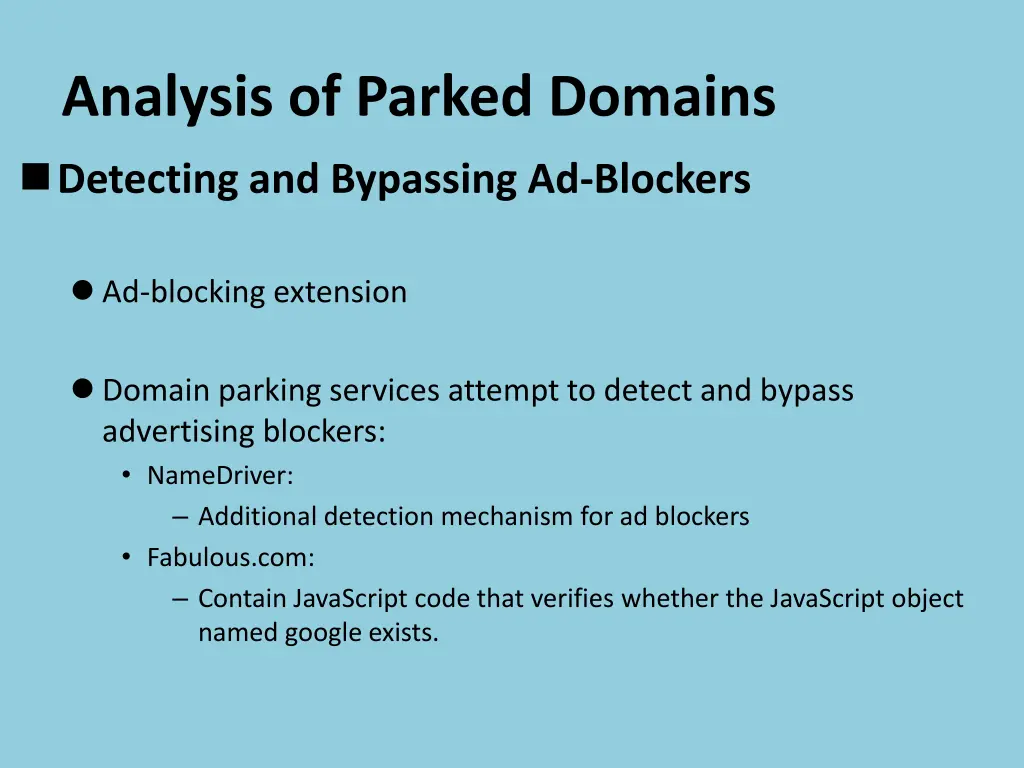 analysis of parked domains detecting