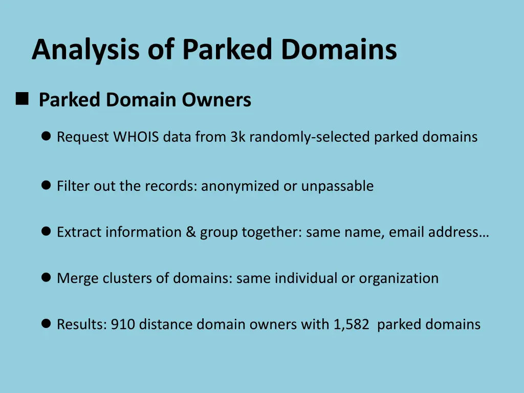analysis of parked domains