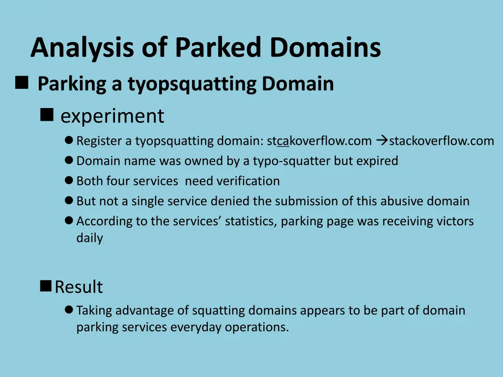 analysis of parked domains parking